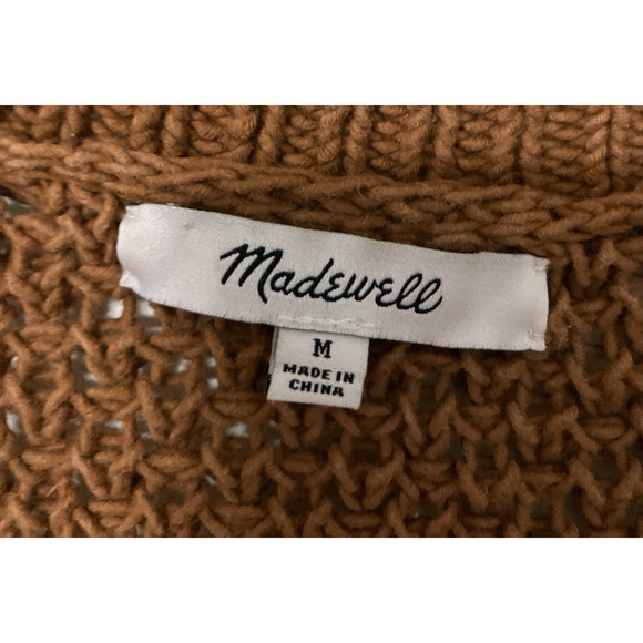 Madewell Women's Pullover Open Weave Cotton Sleeve Sweater Sz M French Quarter - Picture 4 of 5